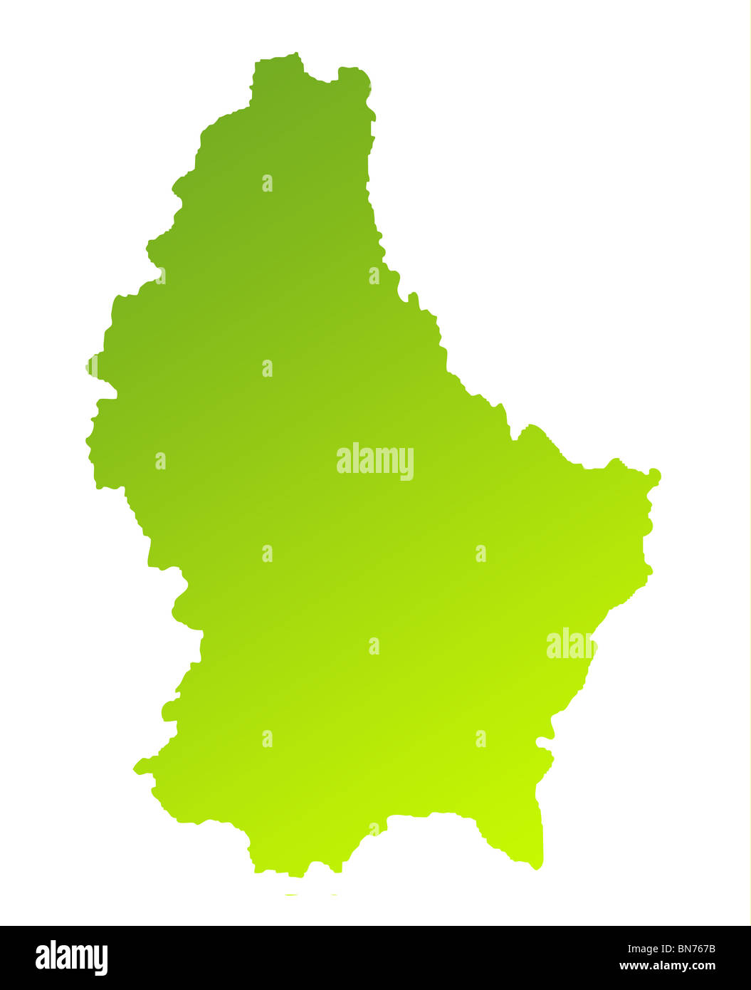 Gradiente verde mappa di Lussemburgo isolato su uno sfondo bianco. Foto Stock