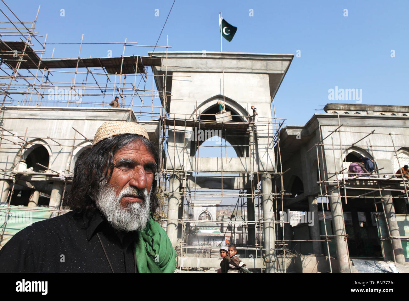 La costruzione di una nuova moschea in Pakistan Foto Stock