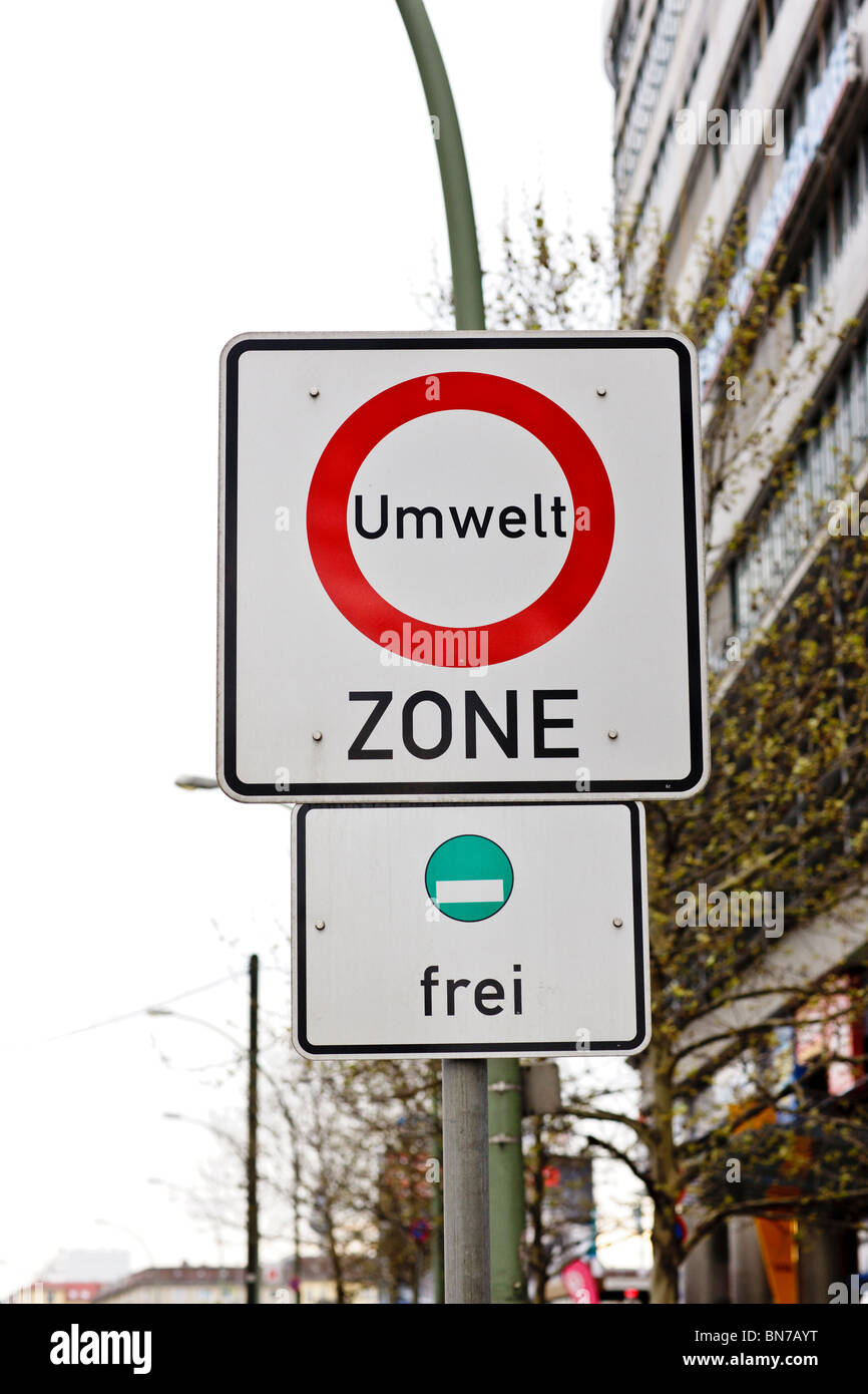 Berlino entrata alla zona a protezione ambientale di cartello stradale. Foto Stock