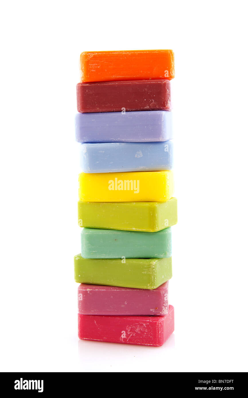 Sapone colorato in diversi colori dalla Provenza Foto Stock