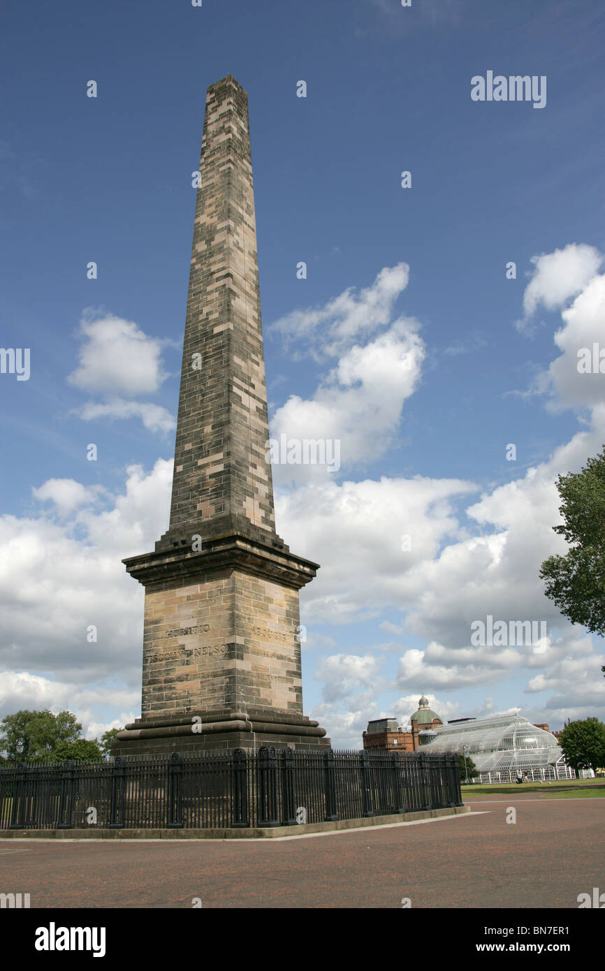 Città di Glasgow, Scozia. Il Signore Horatio Nelson monumento Obelisco in Glasgow Green parco pubblico. Foto Stock