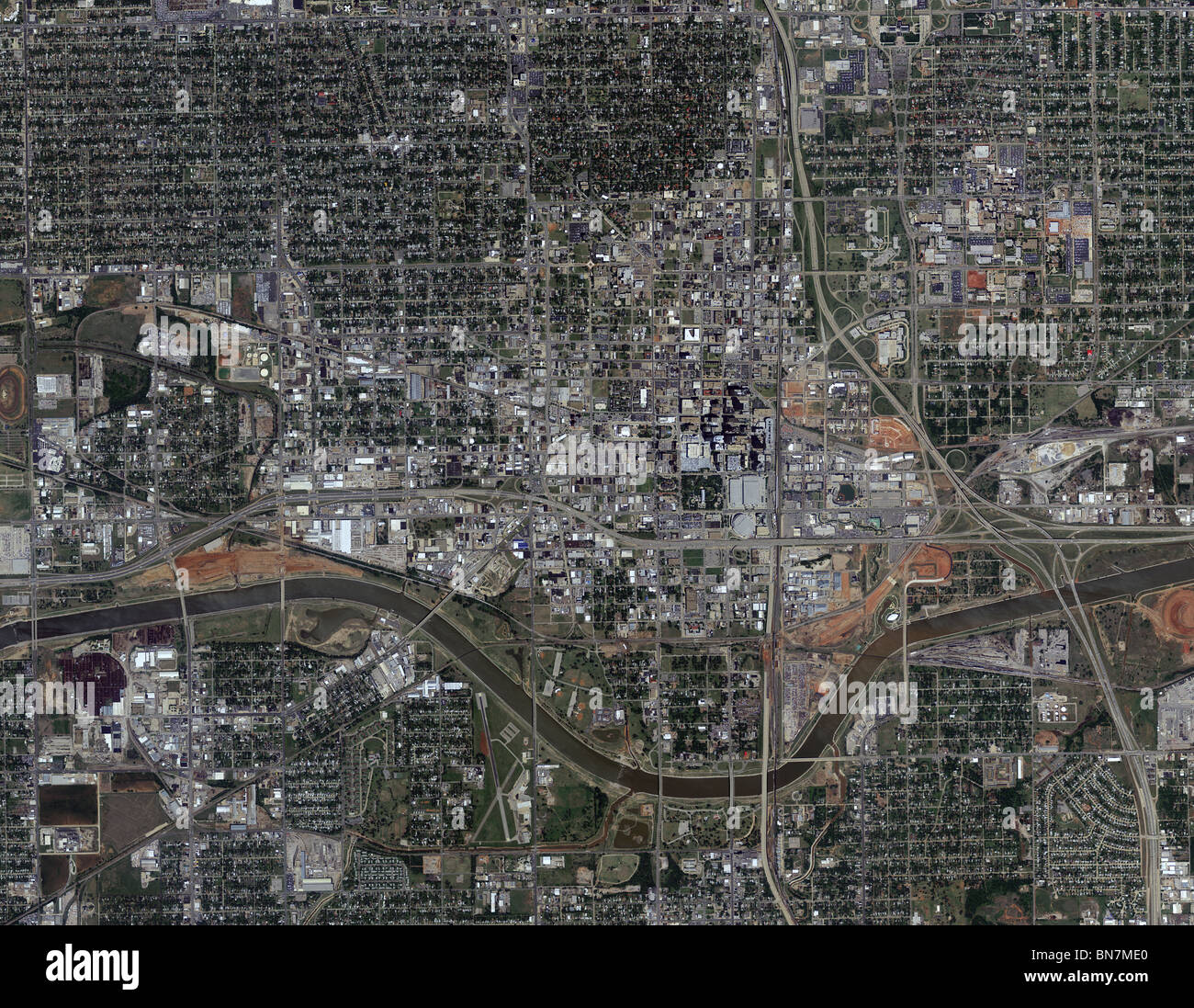 Mappa aerea vista al di sopra di Oklahoma City River Foto Stock