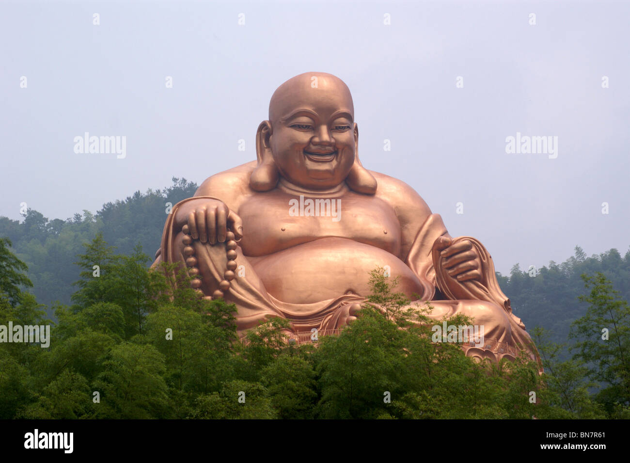 Statua di Buddha Maitreya, Xuedou tempio buddista, Xikou, Zheijang provincia, Cina Foto Stock