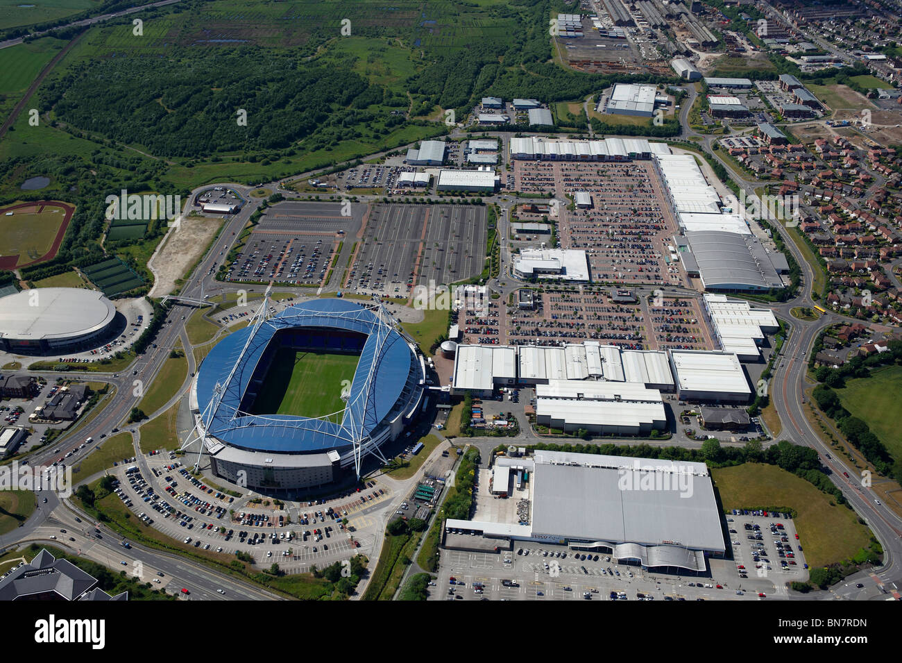 Reebock Stadium e Retail Park. Bolton, Lancashire, Nord Ovest Inghilterra Foto Stock Reebock Stadium e Retail Park. Bolton, Lancashire, Nord Ovest Inghilterra Foto Stock