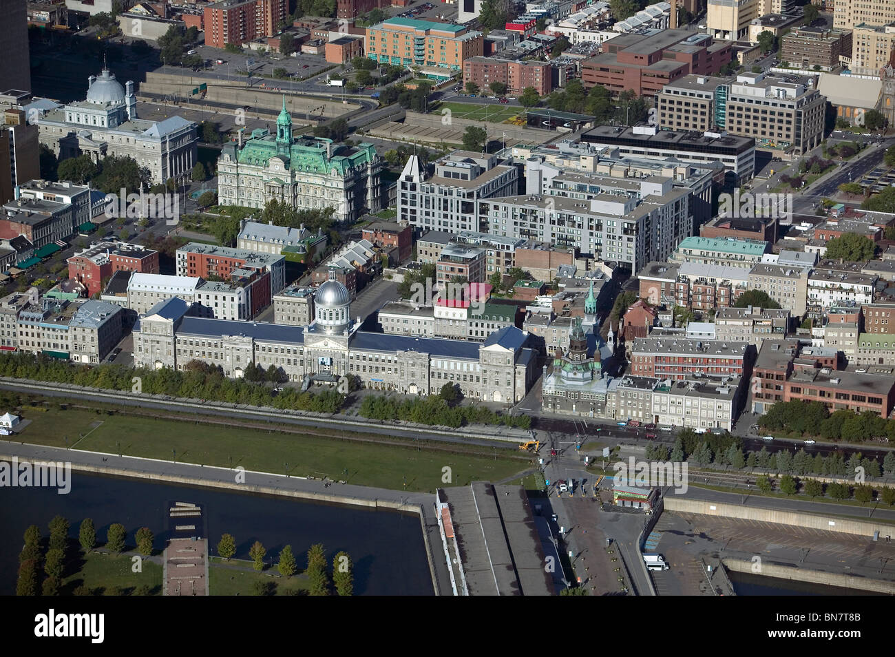 Vista aerea sopra il Quebec Montreal waterfront Foto Stock