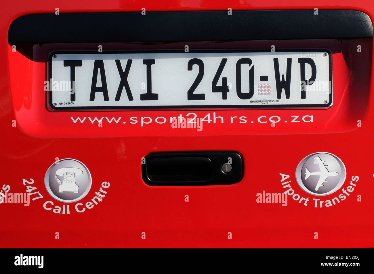 Taxi piastra numero di registrazione n. provincia occidentale del Sud Africa Foto Stock