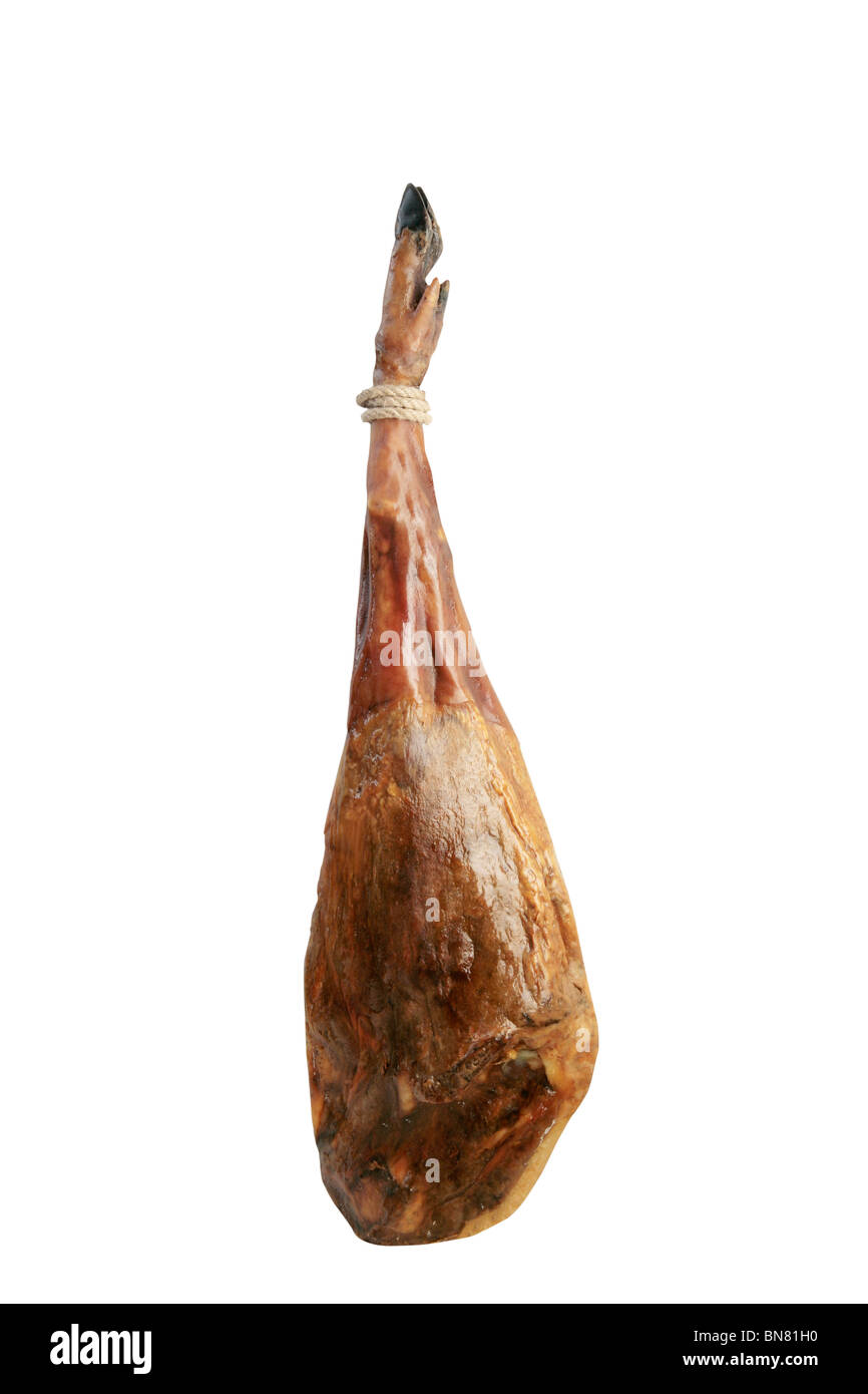 Tutto indurito il prosciutto iberico, cibo tipico in Spagna Foto Stock