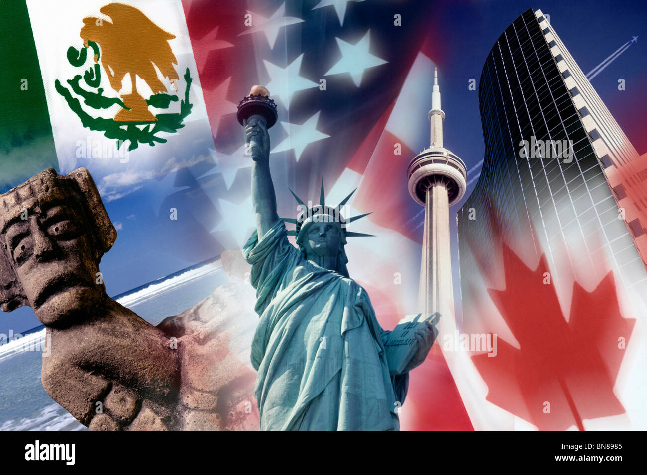 Il NAFTA - Accordo di Libero Scambio Nordamericano Foto Stock