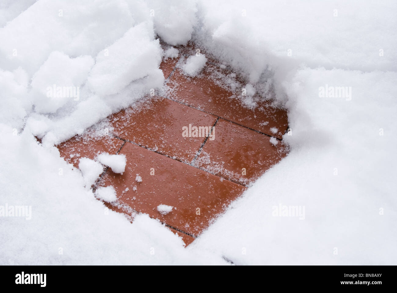 Mattoni sotto neve Foto Stock