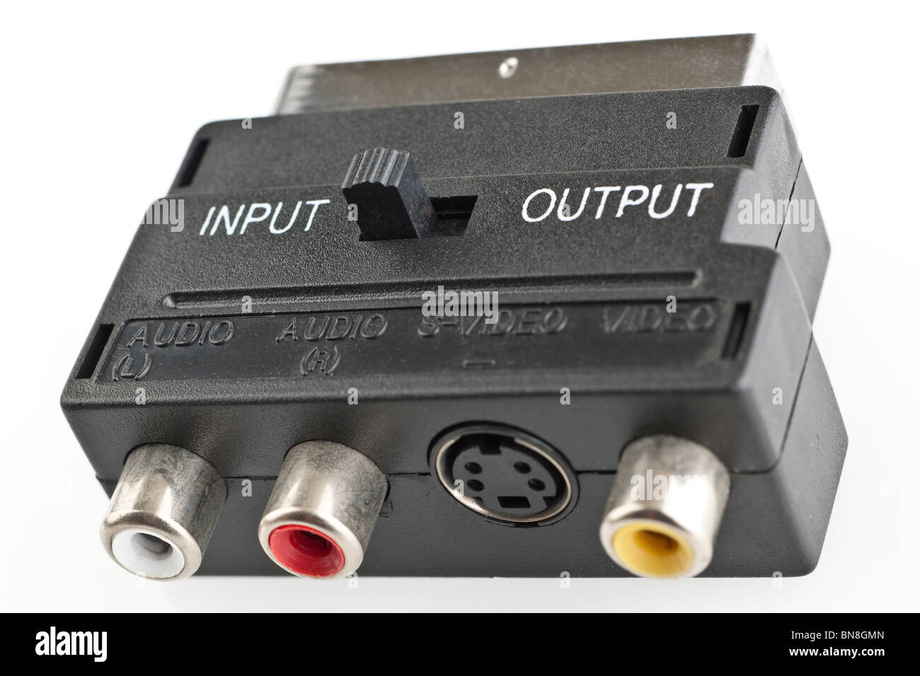 Scart audio S-video e video input output adattatore Foto Stock