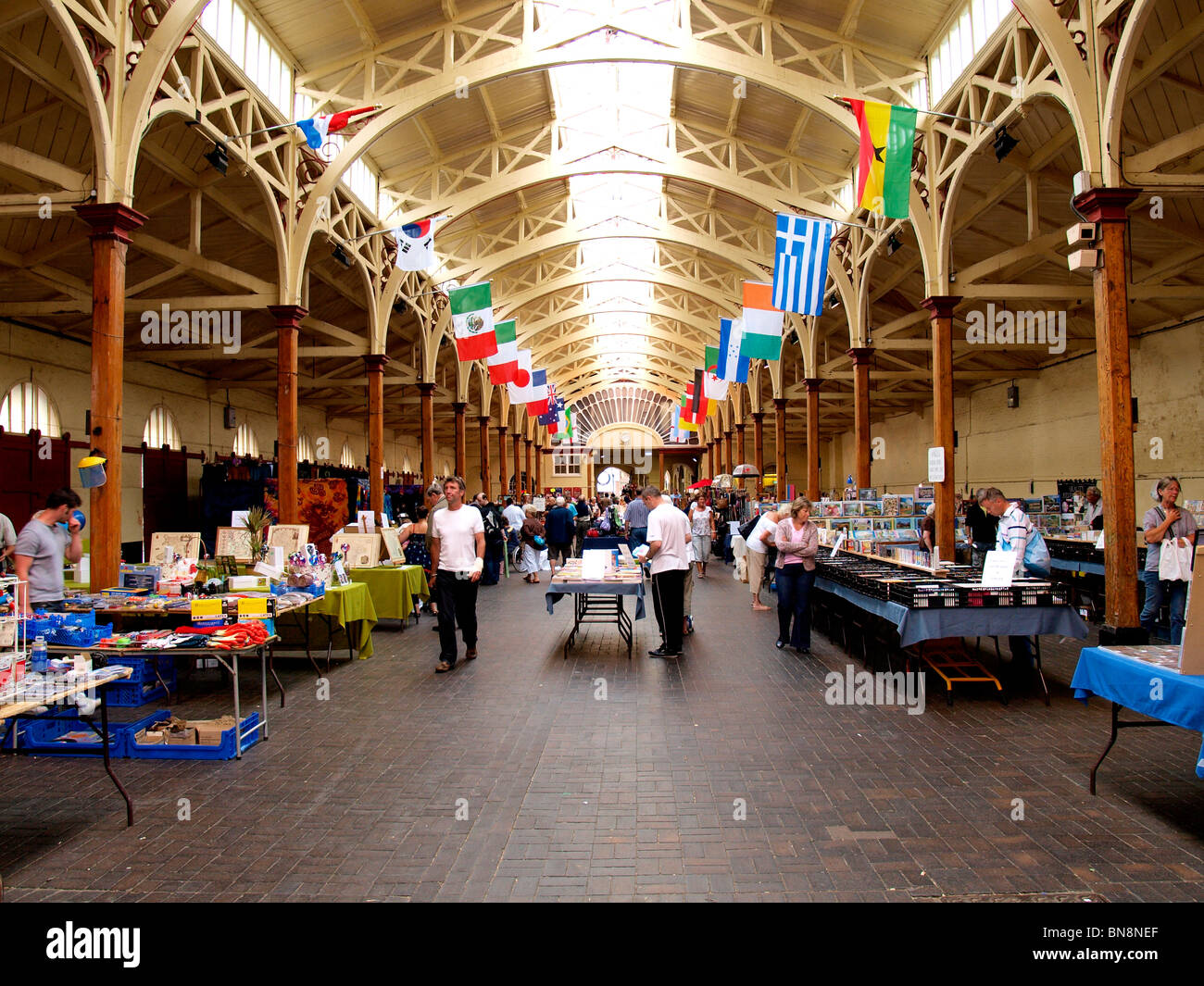 Bauletto Indoor mercato, Barnstaple, Devon. Foto Stock