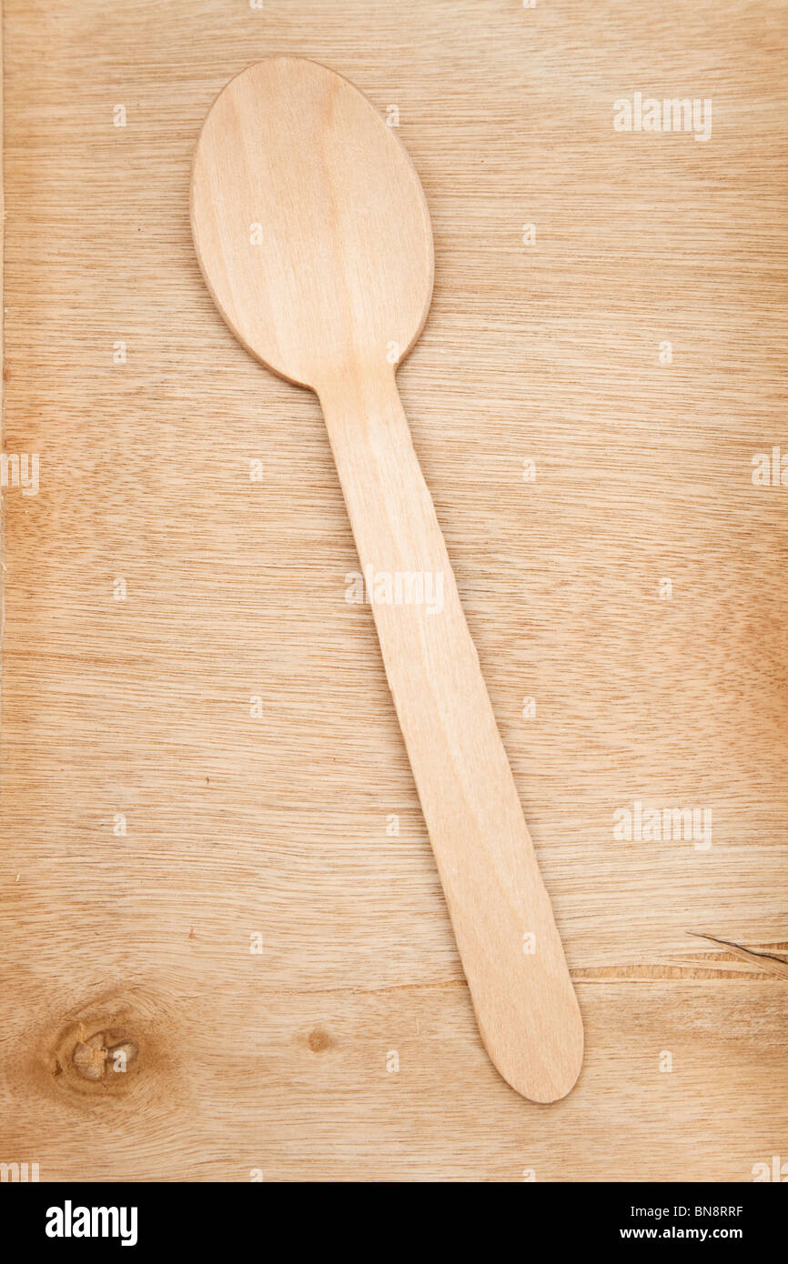 Cucchiaio di legno vicino up shot Foto Stock