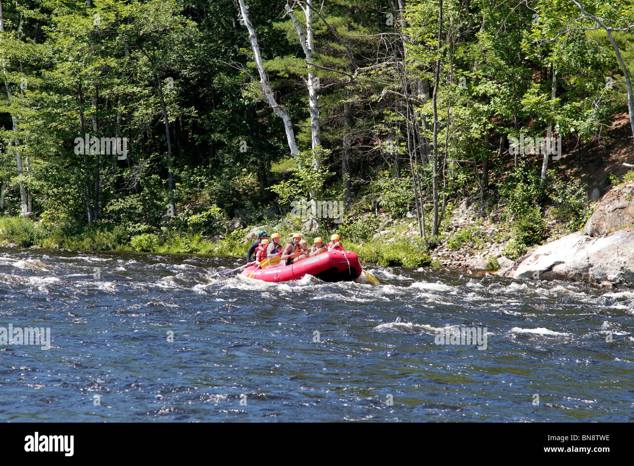 Rafting sul fiume Hudson presso la North Creek New York. Foto Stock