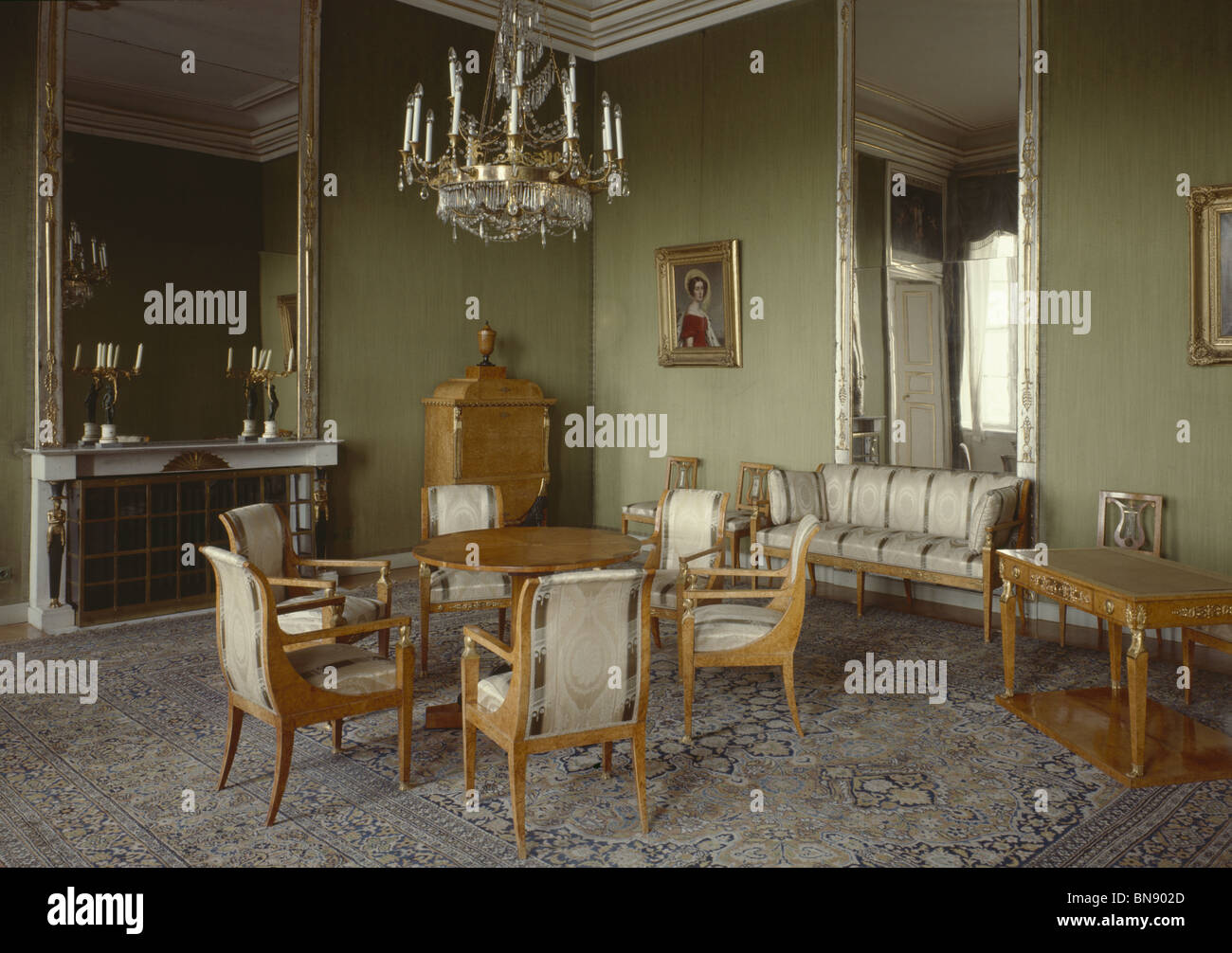 Biedermeier inizi del XIX secolo mobili, da Vienna e Monaco di Baviera. Il Maserzimmer, Shloss di Nymphenburg. Monaco di Baviera Foto Stock