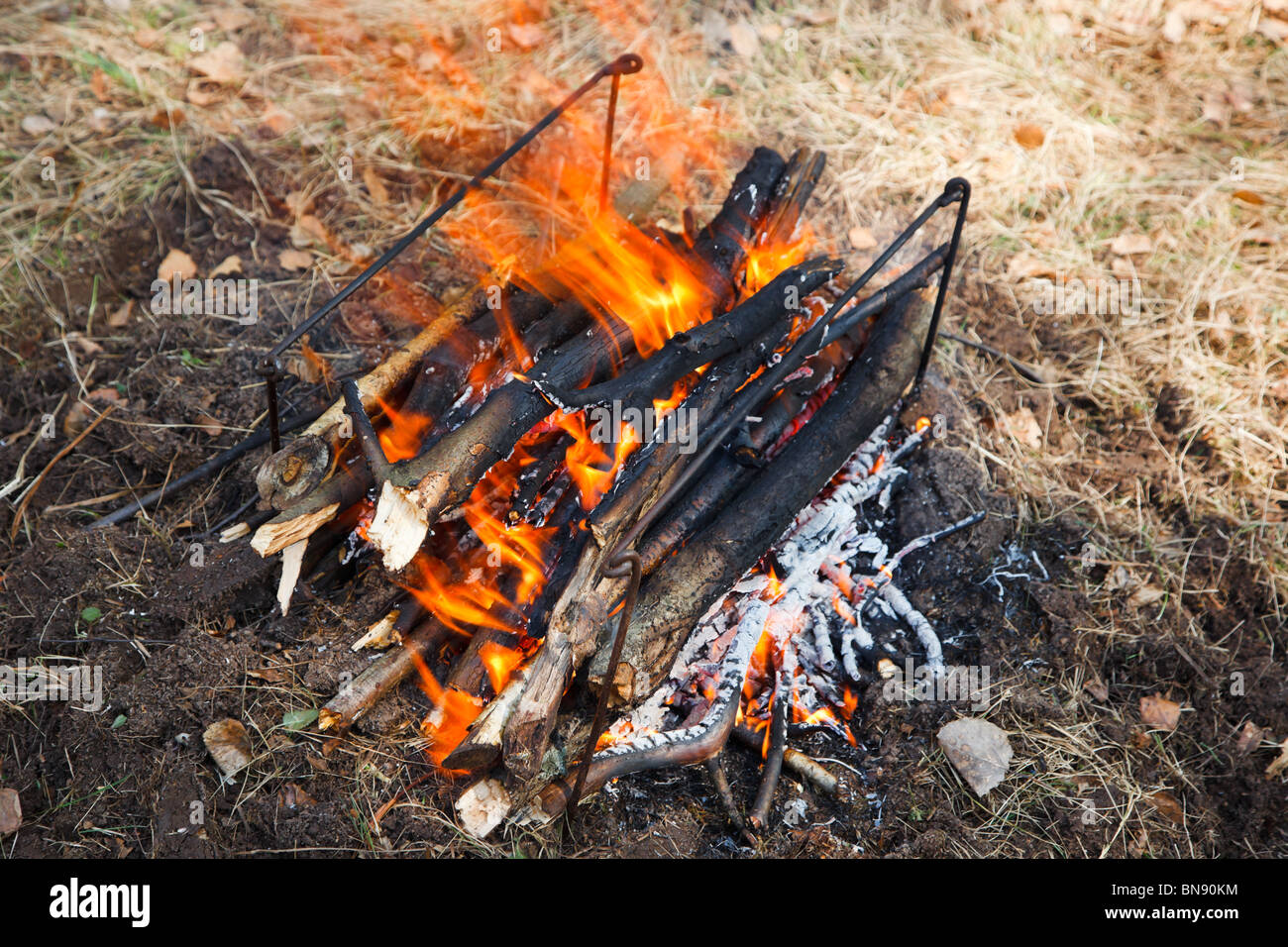 Il fuoco sulla terra ustioni. Foto Stock