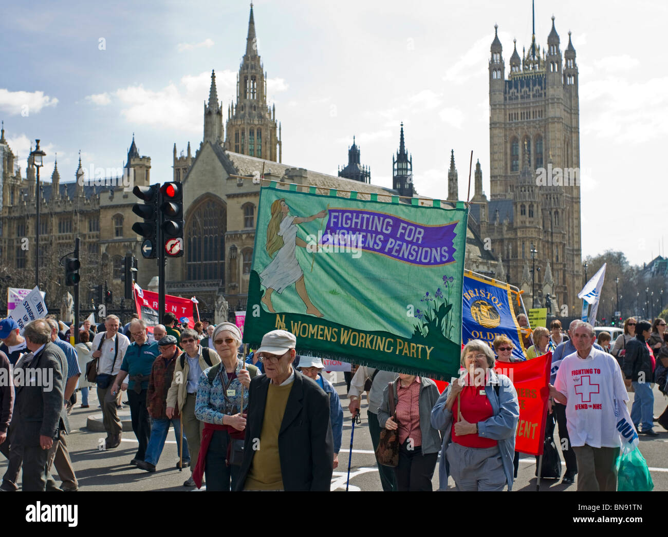 Marcia di protesta, Westminster, London, domenica 11 aprile, 2010. Foto Stock