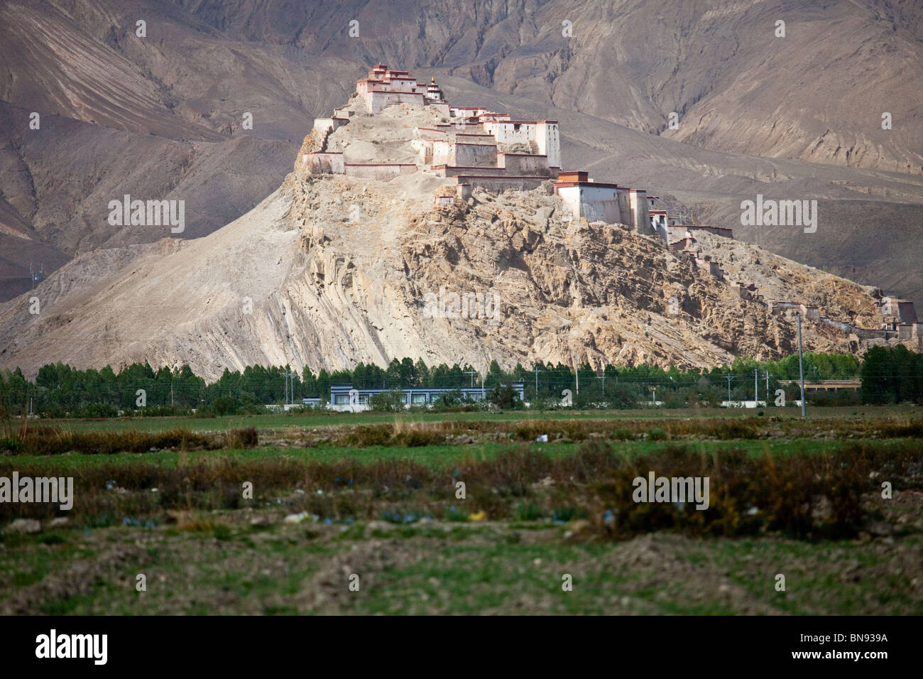 Gyantse Dzong o fortezza in Gyantse, Tibet Foto Stock