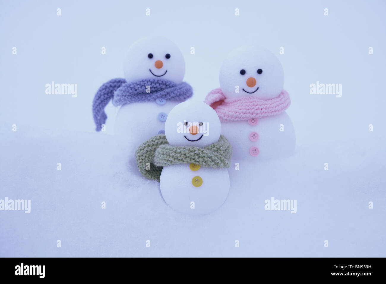 Famiglia di pupazzi di neve. Foto Stock