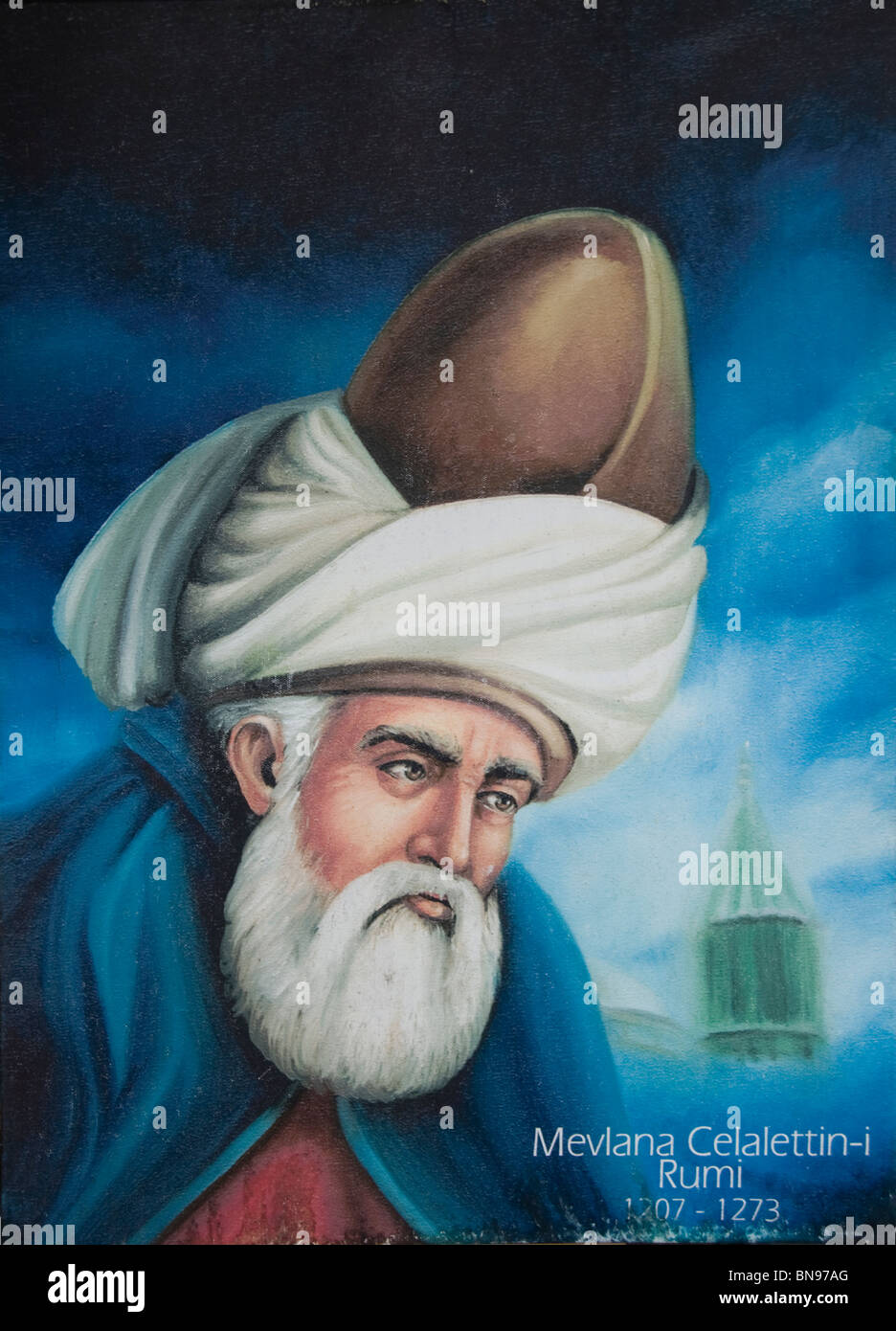 Il grande poeta e mistico Mevlana Celaleddin ho Rumi Turchia Bagno Turco Foto Stock