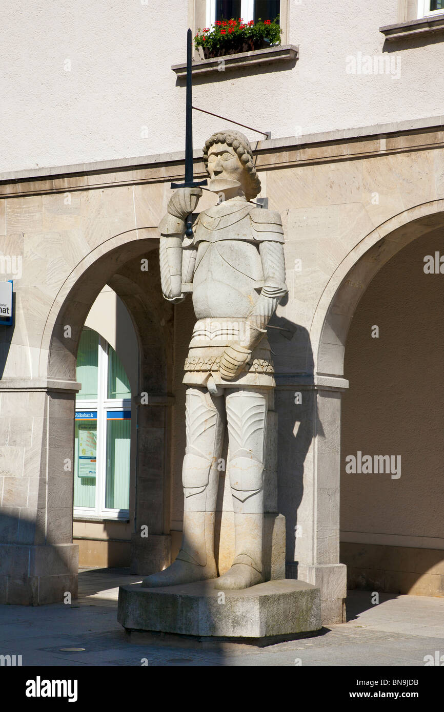 Statua di Roland, Prenzlau, Uckermark, Brandeburgo, Germania Foto Stock