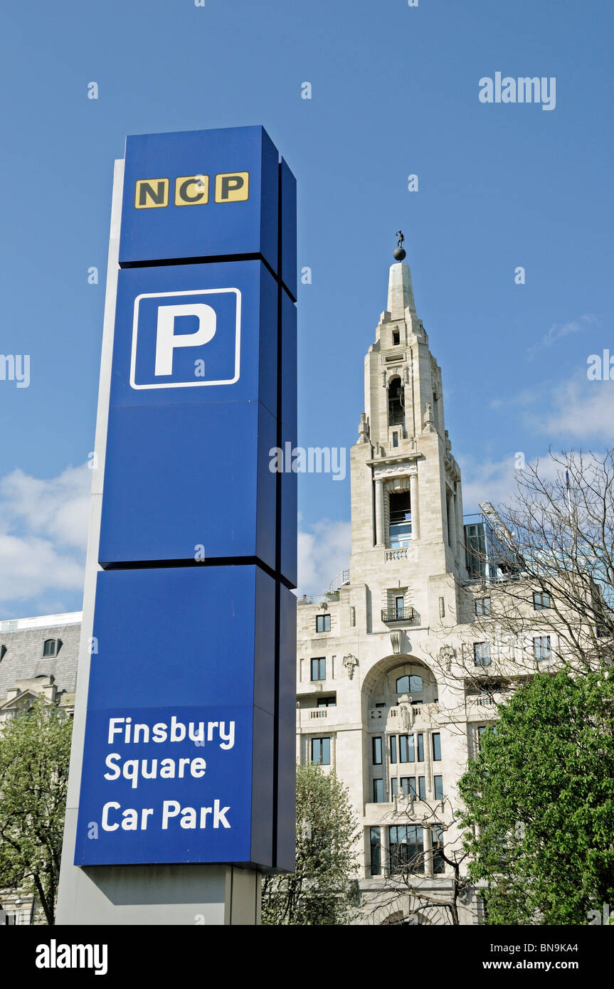 Finsbury Square segno Parcheggio Islington Londra Inghilterra REGNO UNITO Foto Stock