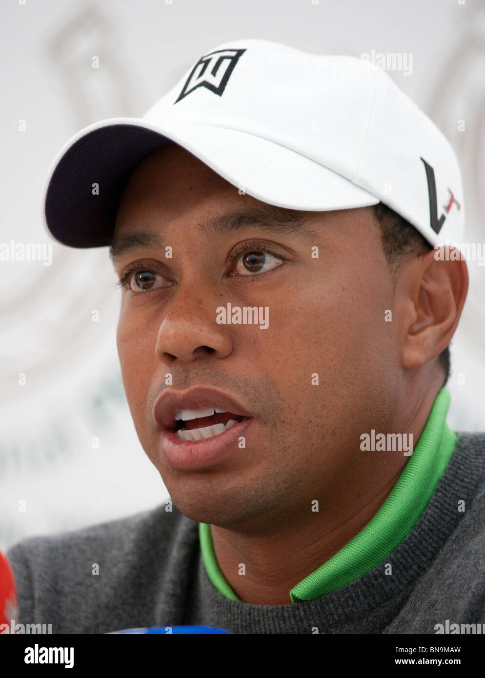 Tiger Woods in conferenza stampa Adare Manor Hotel Pro-Am golf tournament, 6 Luglio 2010 Foto Stock