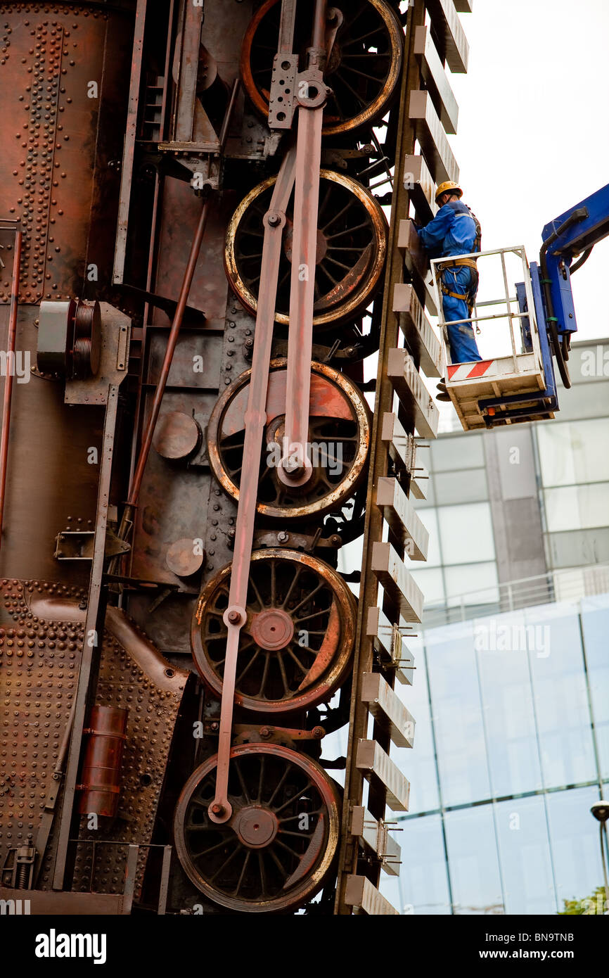 Monumento del treno a Wroclaw Foto Stock