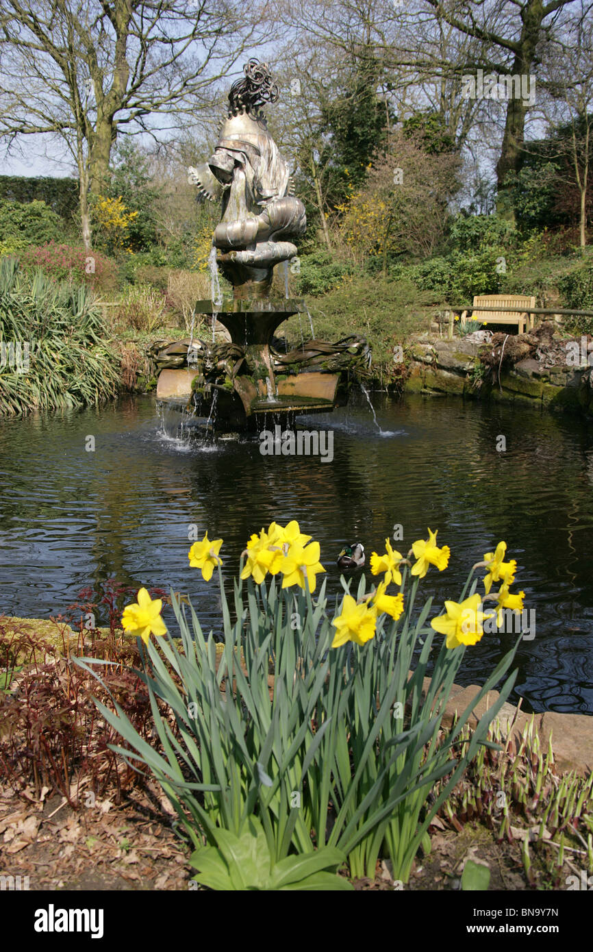 Chester giardini zoologici. Vista la molla di narcisi in piena fioritura in Chester Zoo Sunken Garden. Foto Stock