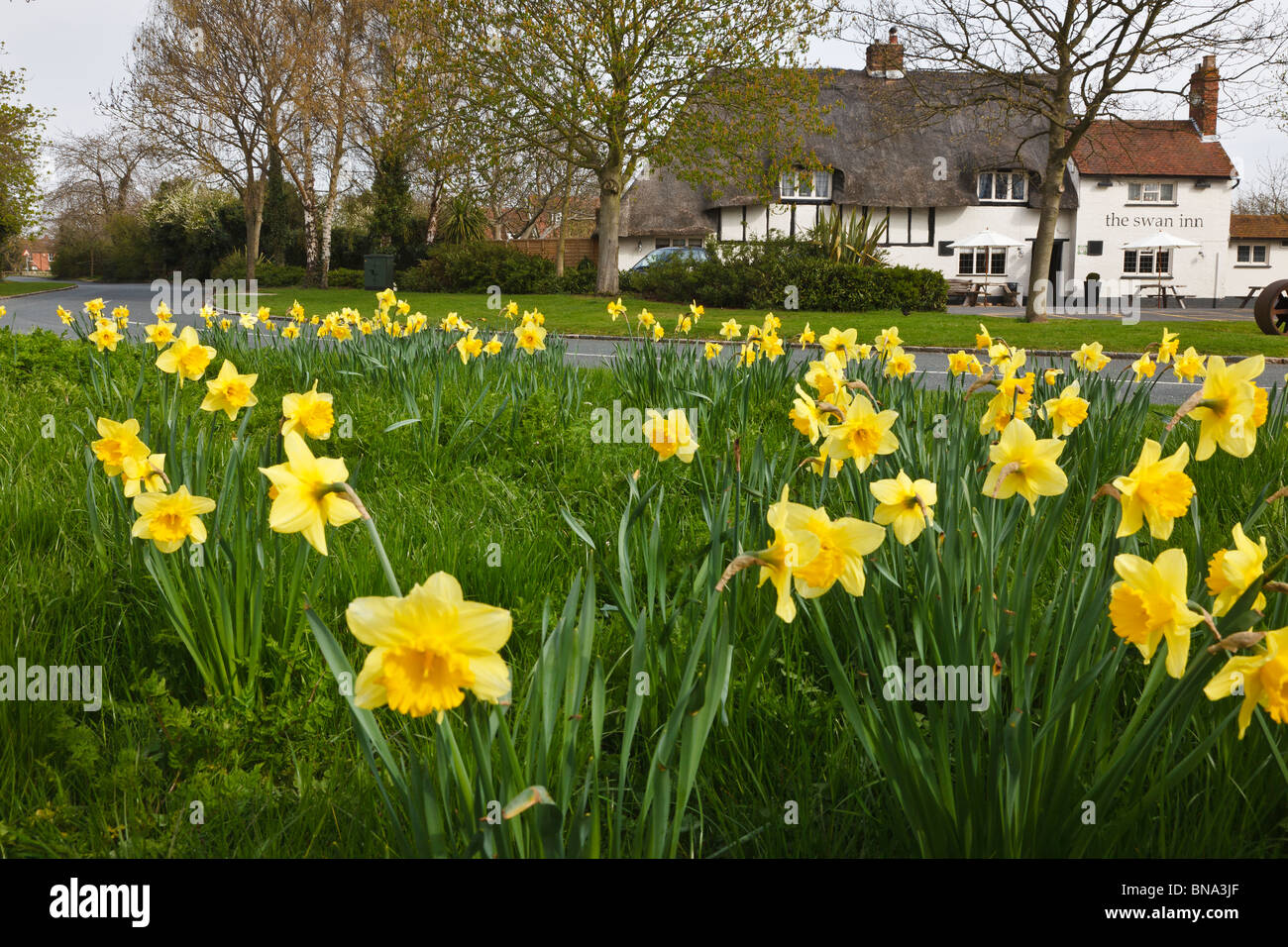 The Swan Inn, Old Milton Keynes village, Middleton, Milton Keynes, Buckinghamshire, Inghilterra Foto Stock