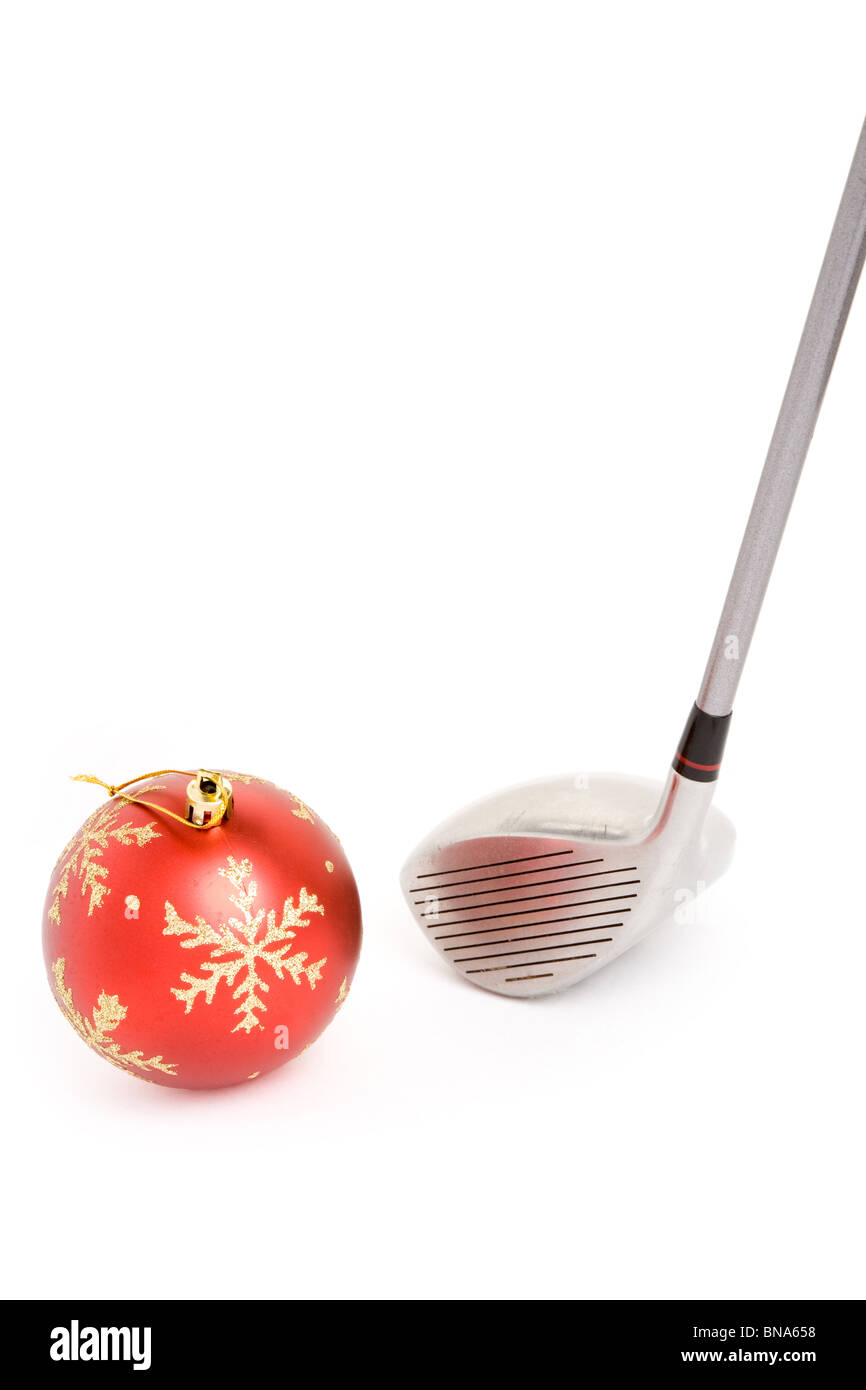Golf club e Pallina natale close up Foto Stock