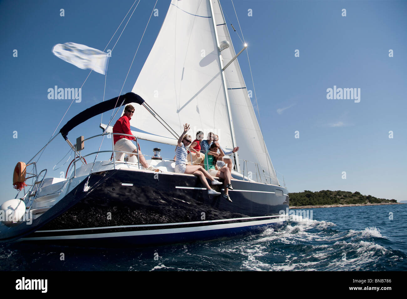 Team di yacht a vela Foto Stock