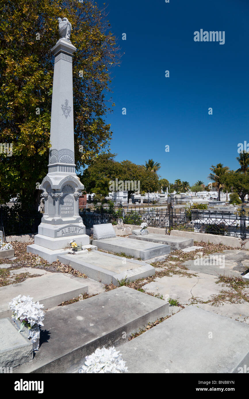 Tomba di Richard H Albury 1841-1898 a Key West cimitero, Florida, Stati Uniti d'America Foto Stock