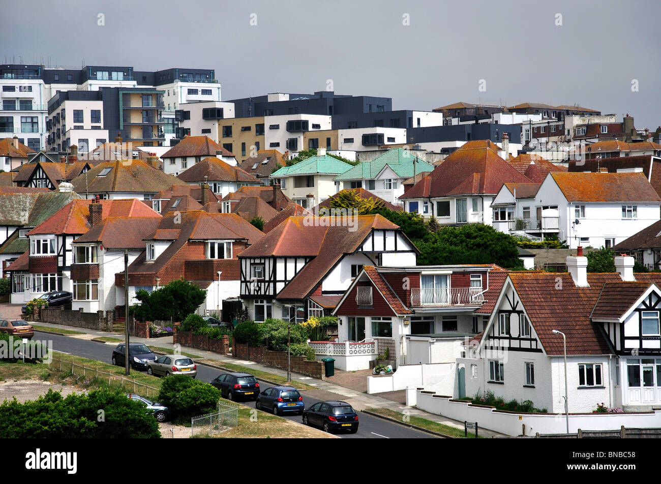 Grandi case unifamiliari, Arundel Drive, Saltdean, East Sussex, England, Regno Unito Foto Stock