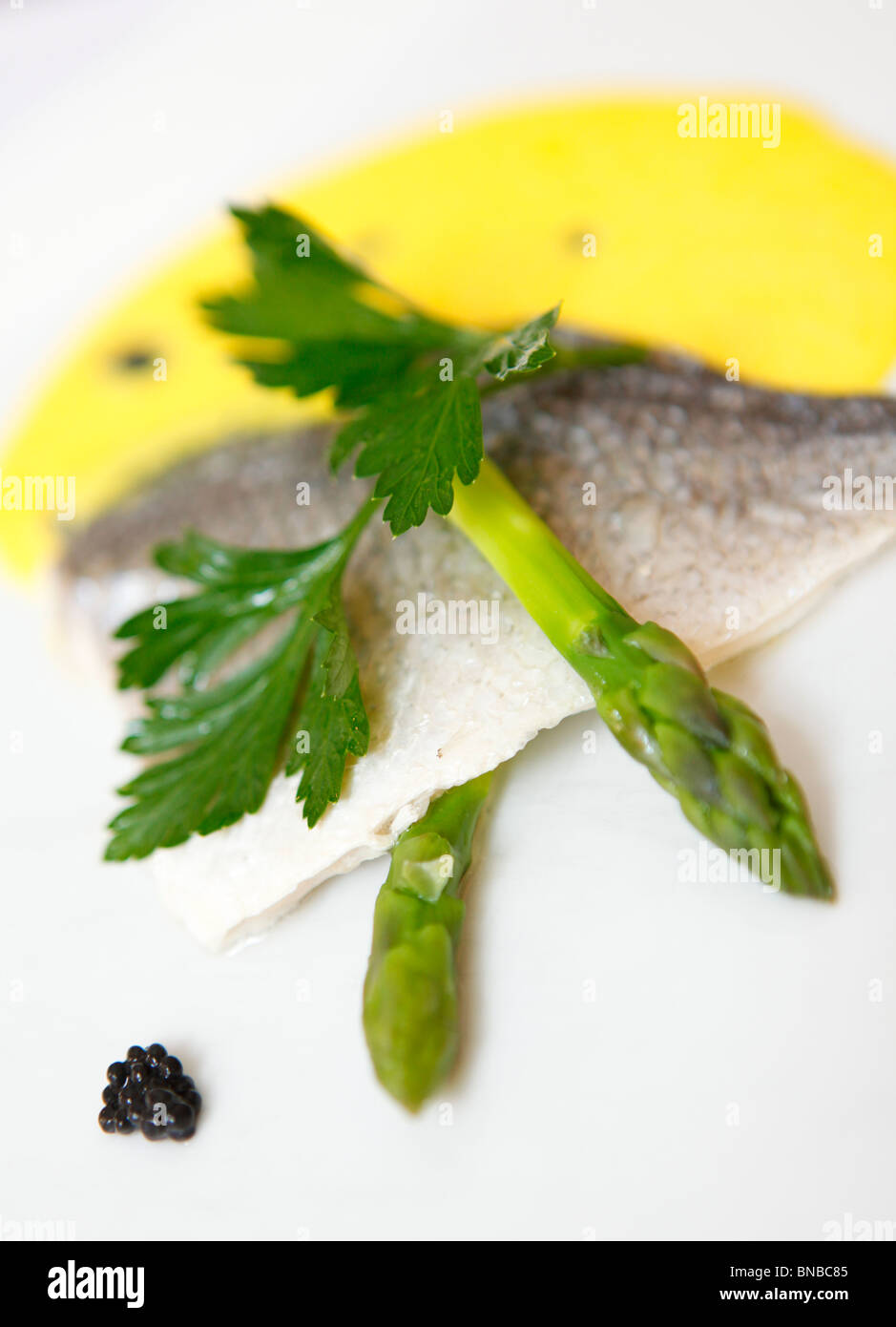 Sogliola limanda, piatto di pesce serviti in un ristorante, Foto Stock