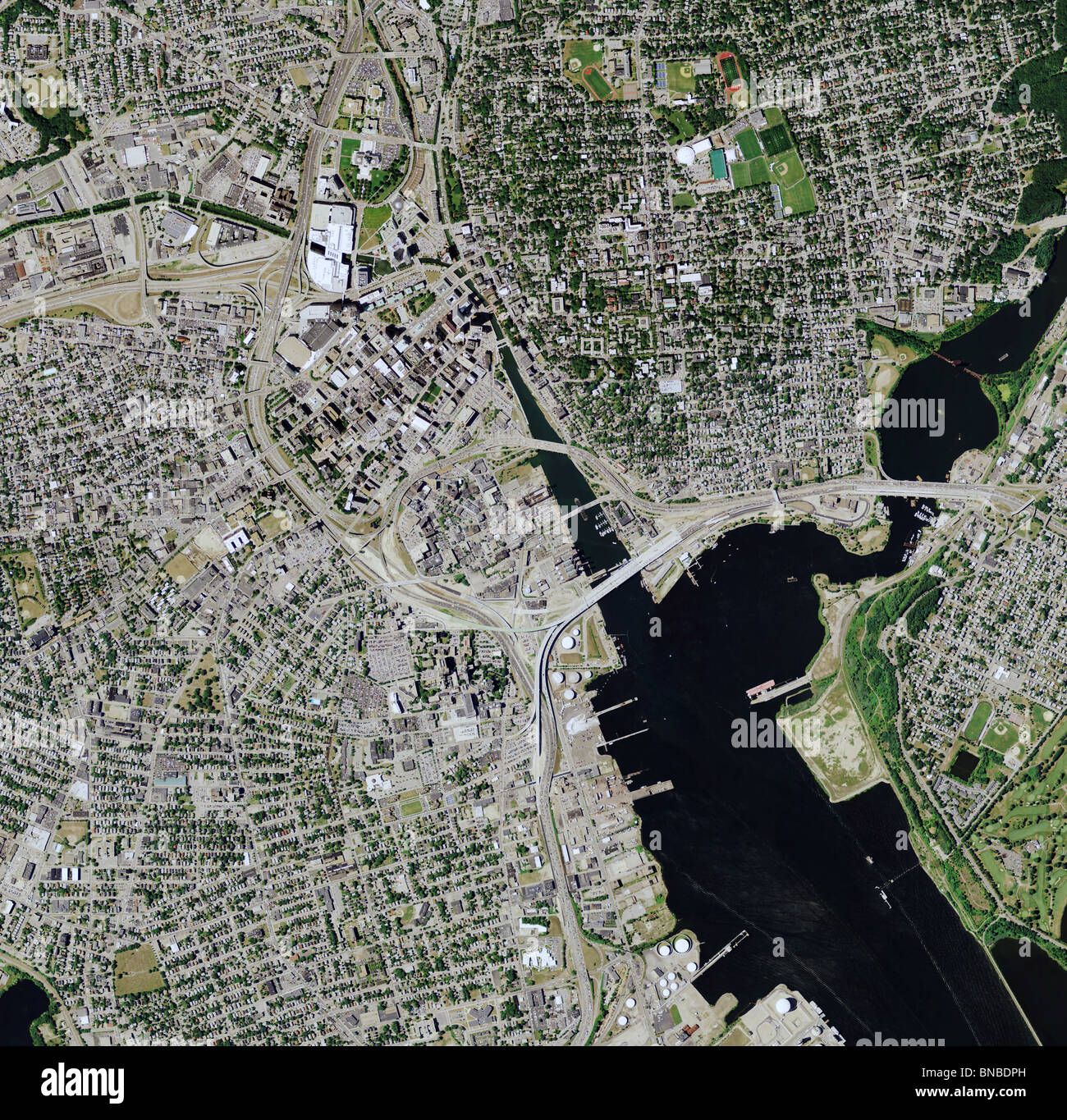 Antenna Visualizza Mappa al di sopra di Providence Rhode Island Foto Stock