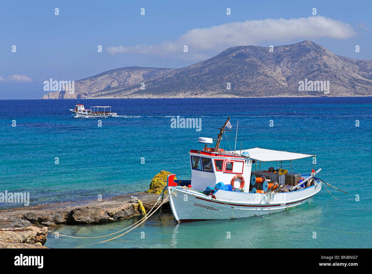La pesca in barca sull'Isola di Koufonisi, Cicladi, ISOLE DELL' EGEO, Grecia Foto Stock