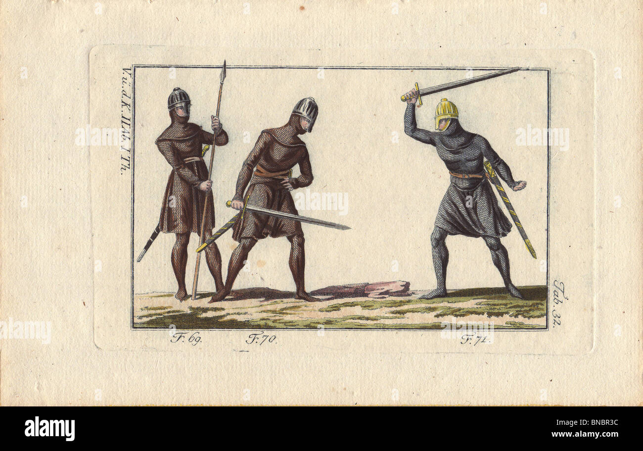 Tre soldati danesi in tute di armor. Foto Stock