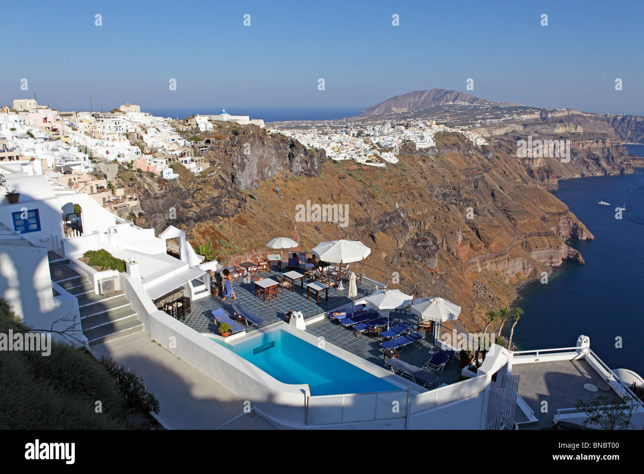 Fira, Santorini, Cicladi, ISOLE DELL' EGEO, Grecia Foto Stock