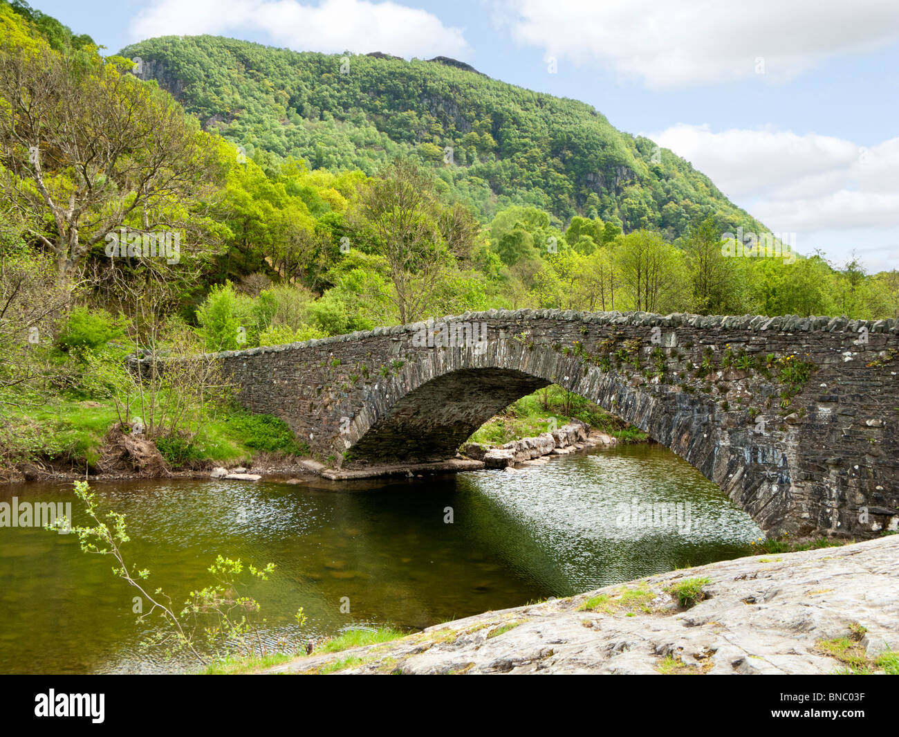 Piccolo ponte a Grange di Borrowdale Lake District Cumbria Inghilterra