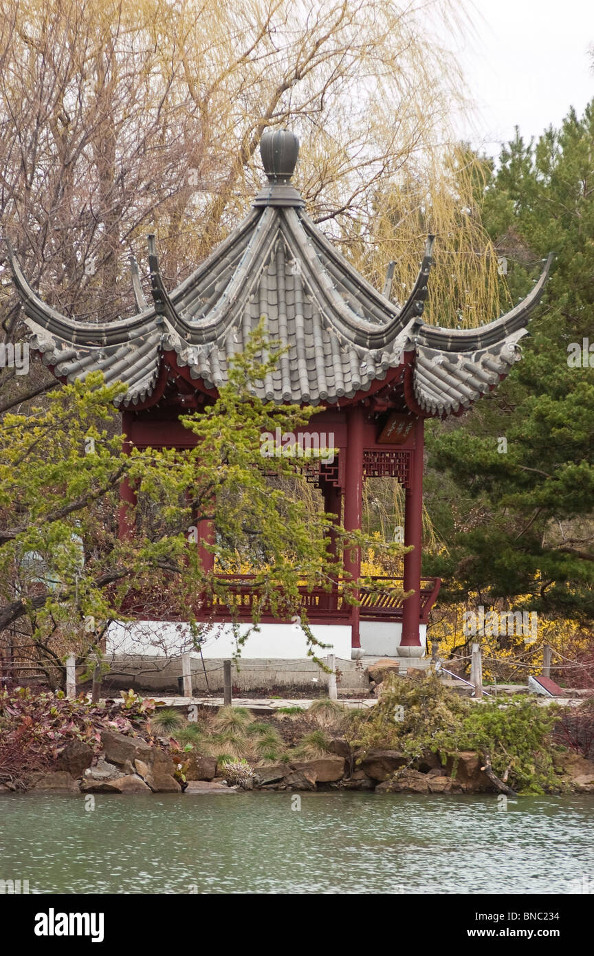 Il padiglione di infinita piacevolezza, , Il Giardino Cinese, Montreal Giardino Botanico, Canada, riparo, gazebo Foto Stock