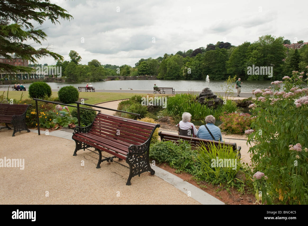 Giardini del fiume, Belper, Derbyshire Foto Stock