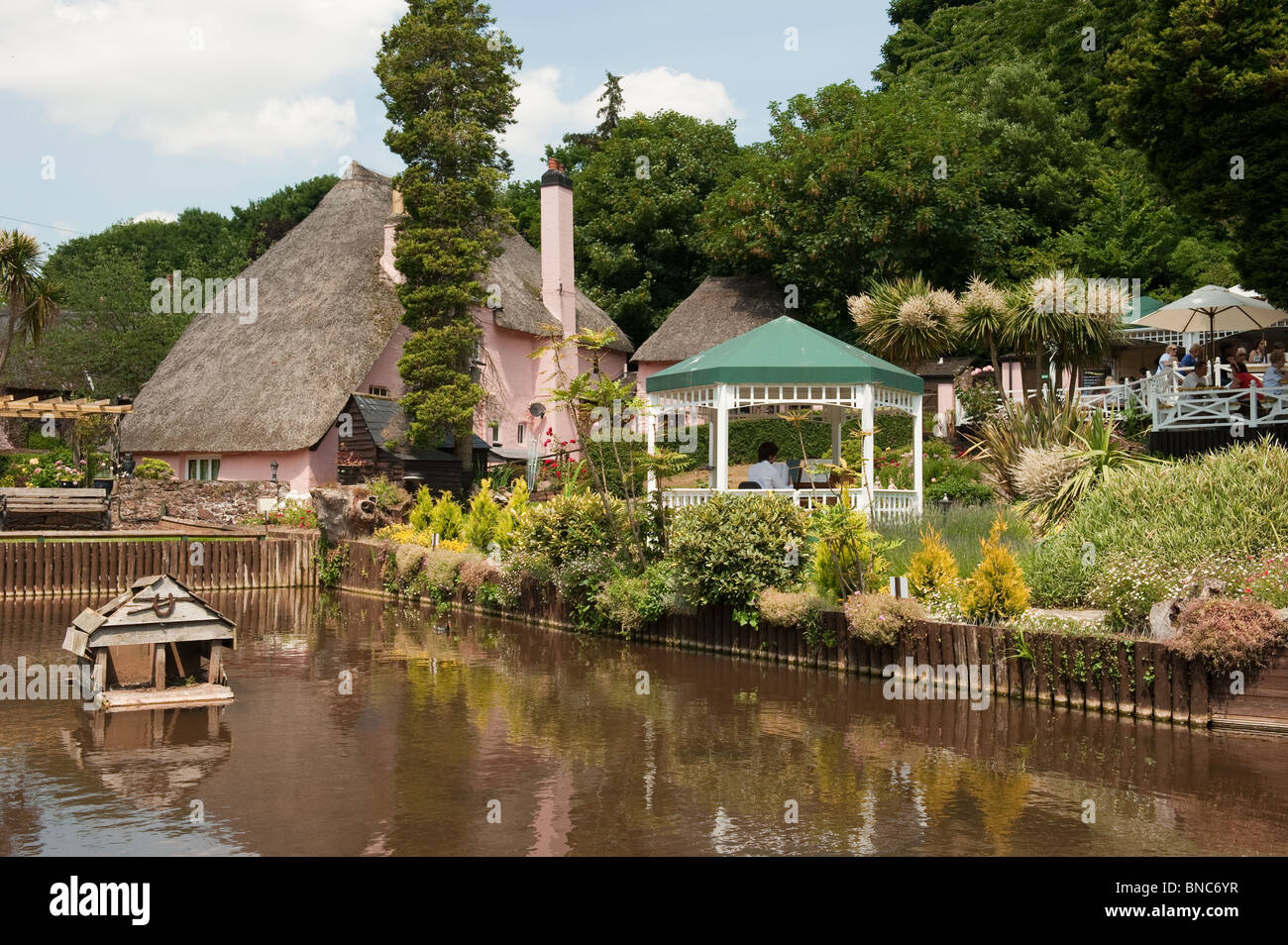 Rose Cottage Tea Gardens, Cockington Village, Torbay Foto Stock