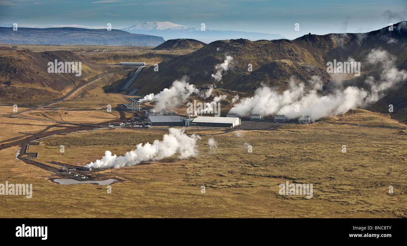 Hellisheidi Centrale geotermica, Islanda Foto Stock