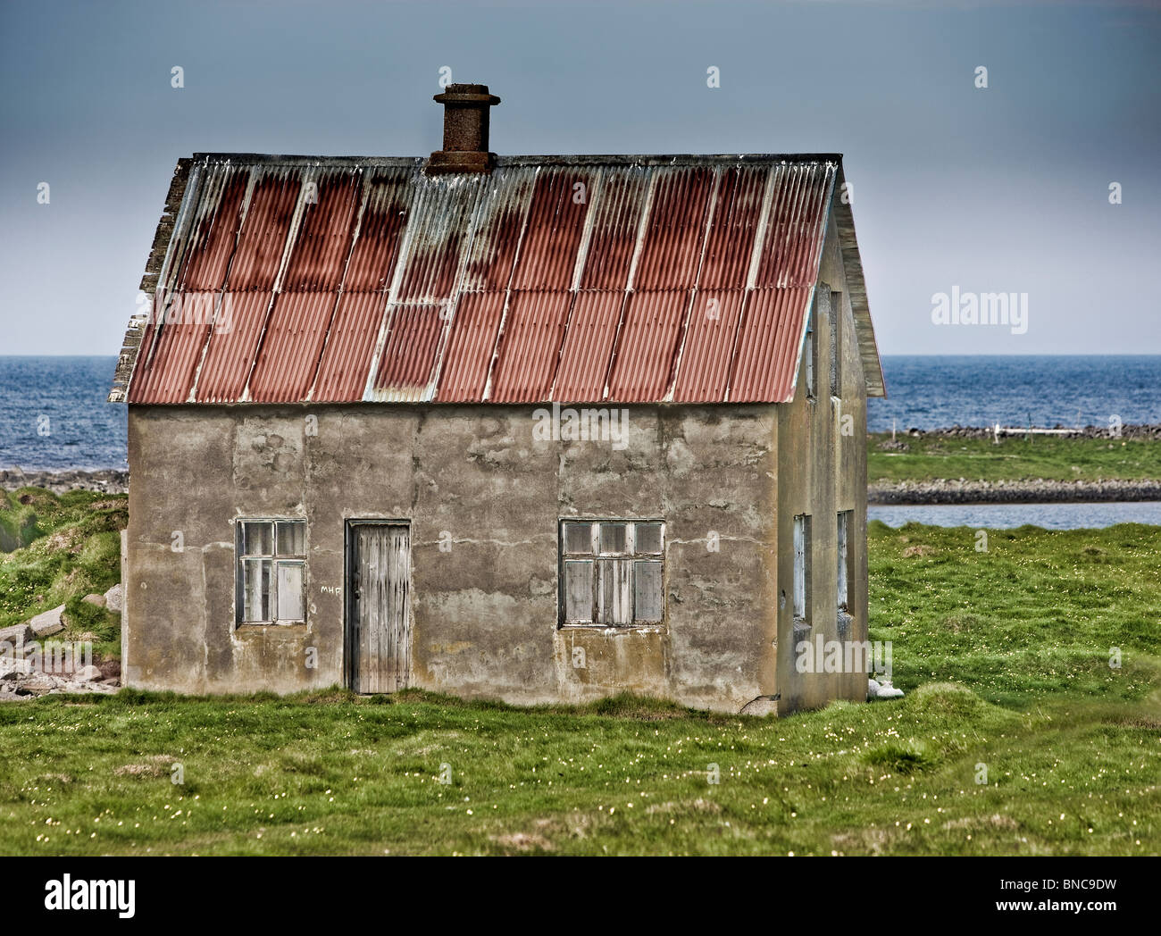 Abbandonare la casa colonica, Melrakkasletta, Nord Islanda Foto Stock
