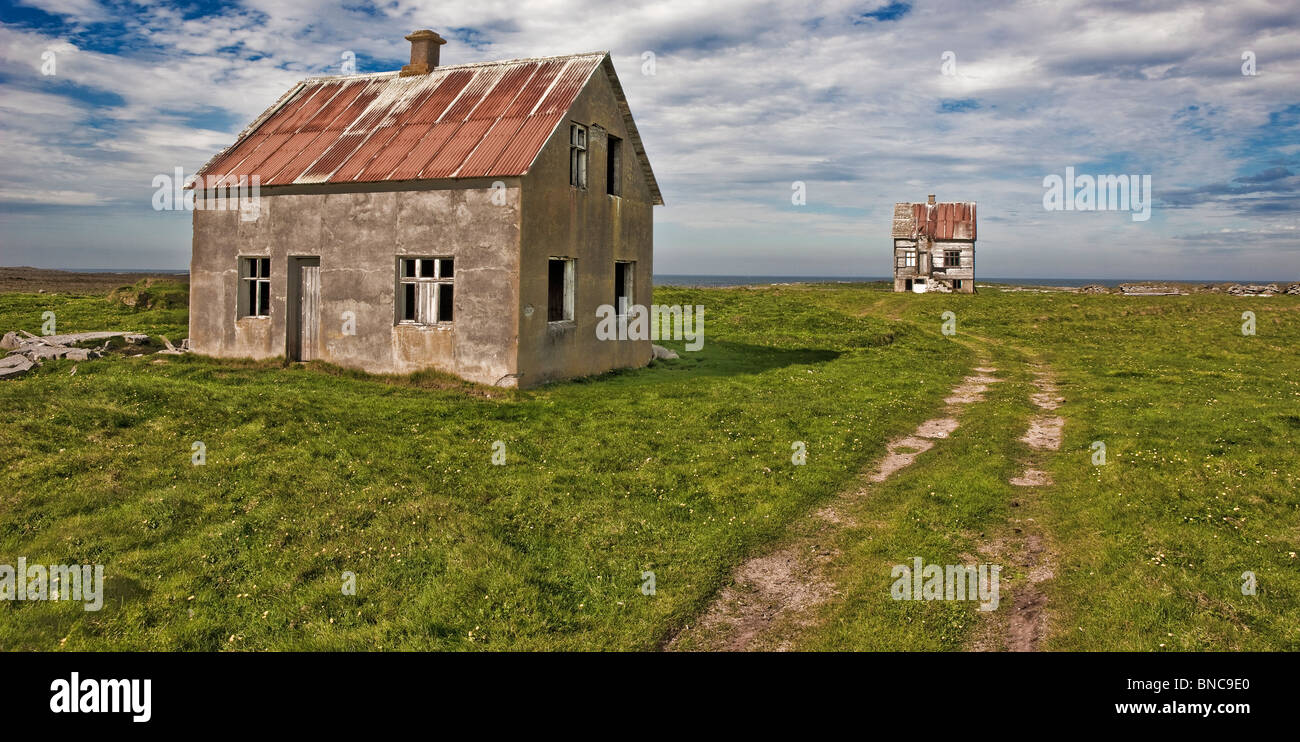 Abbandonare la casa colonica, Melrakkasletta, Nord Islanda Foto Stock