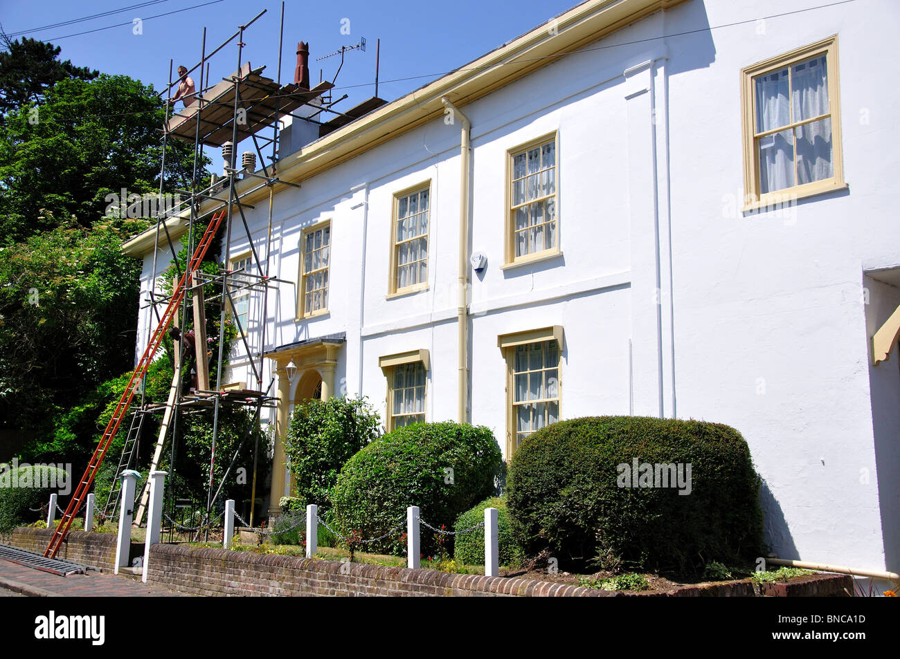 Casa ristrutturazioni del tetto, St. Michael's Street, St.Albans, Hertfordshire, England, Regno Unito Foto Stock