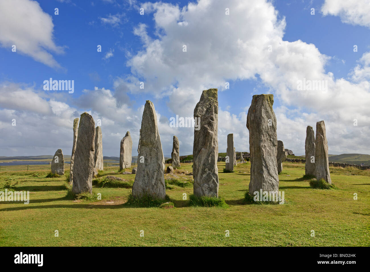 Callanish Standing Stones, Callanish, isola di Lewis, Ebridi Esterne, Scozia Foto Stock