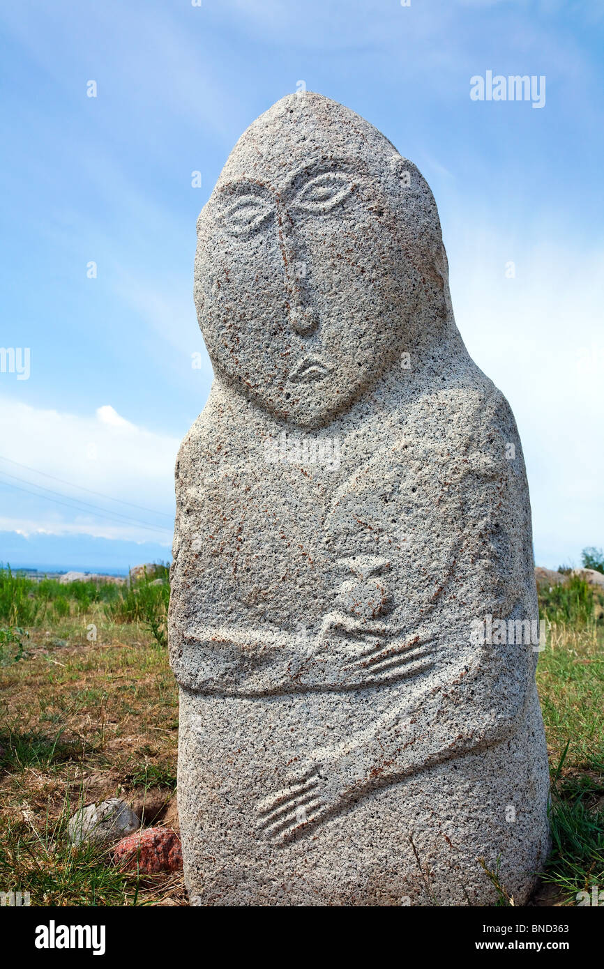 Monumento Balbal, Cholpon-Ata, Kirghizistan Foto Stock