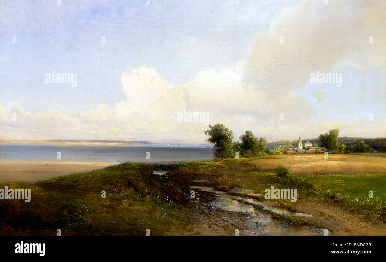 Russia, Kaluga, Museo di Kaluga, Volga da Aleksej Kondrat'EVIC Savrasov, pittura ad olio, 1874 (1830-1897) Foto Stock