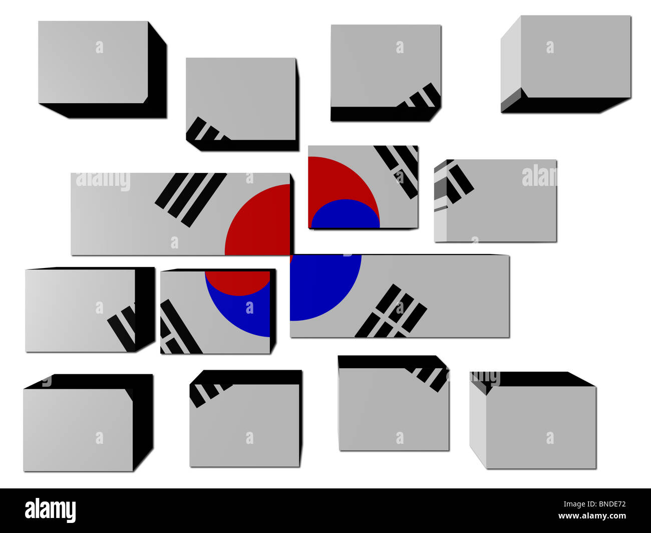 Corea del Sud bandiera su cubetti contro illustrazione bianco Foto Stock